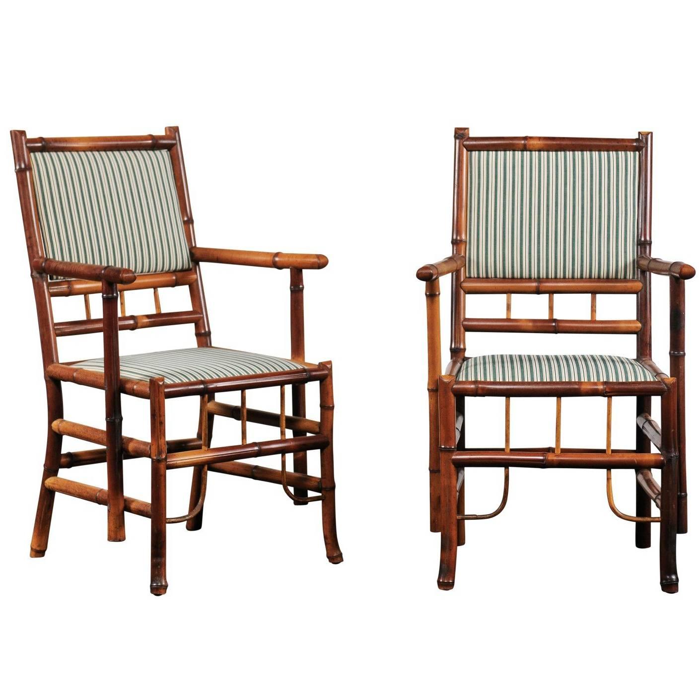 Pair of 19th-20th Century English Bamboo Armchairs