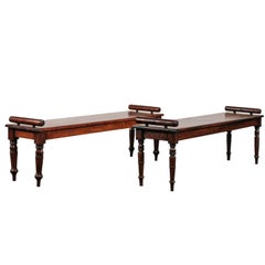 Pair of English Regency Style Mahogany Hall Benches, circa 1910-1920