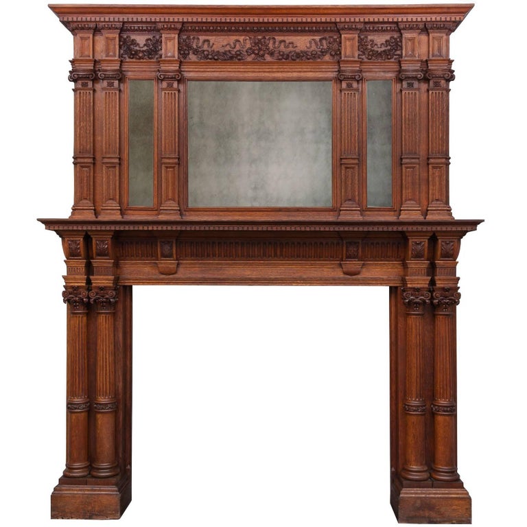 Large Antique Wooden Mantel For Sale at 1stdibs