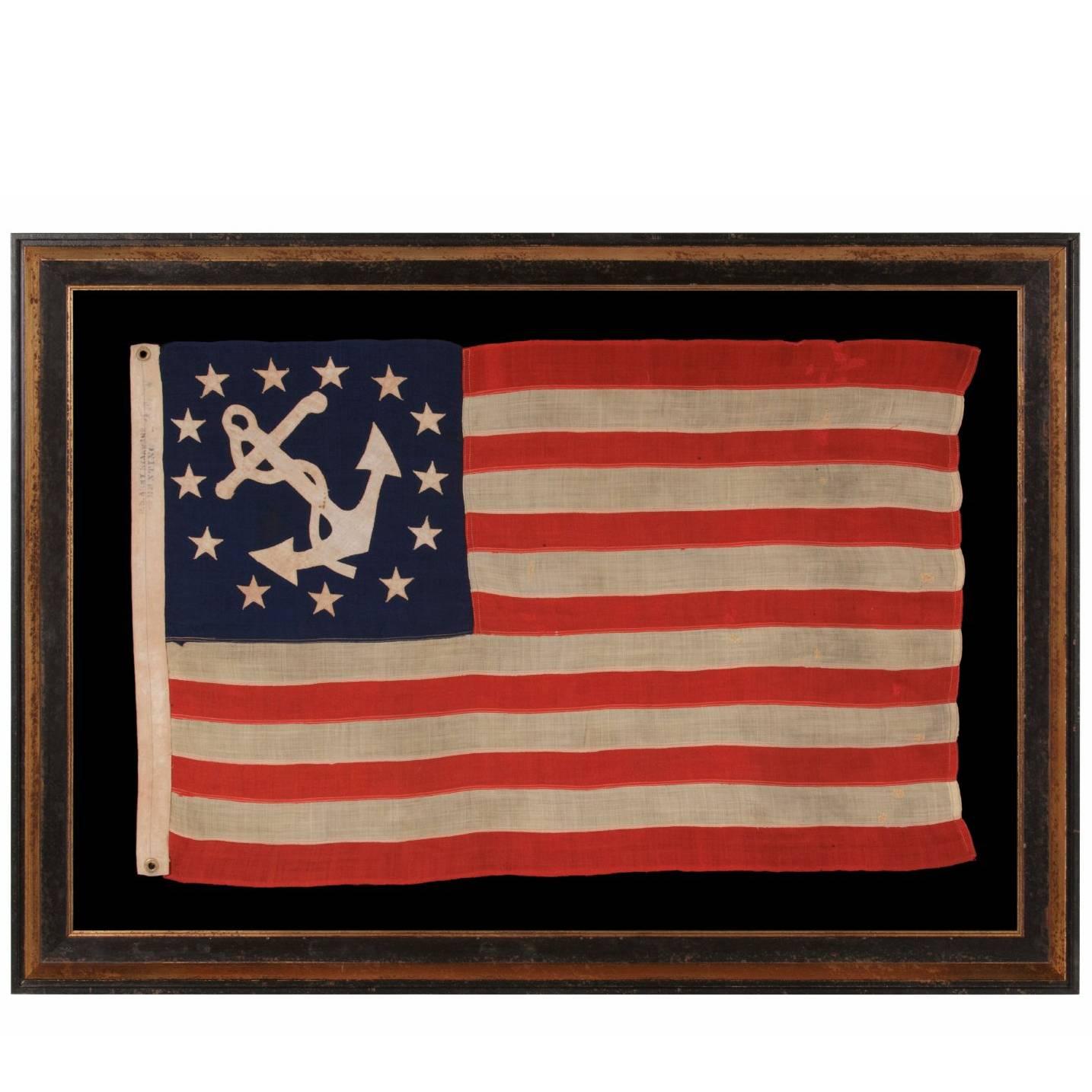 Antique American Private Yacht Flag with 13 Stars Marked "U.S Army.."