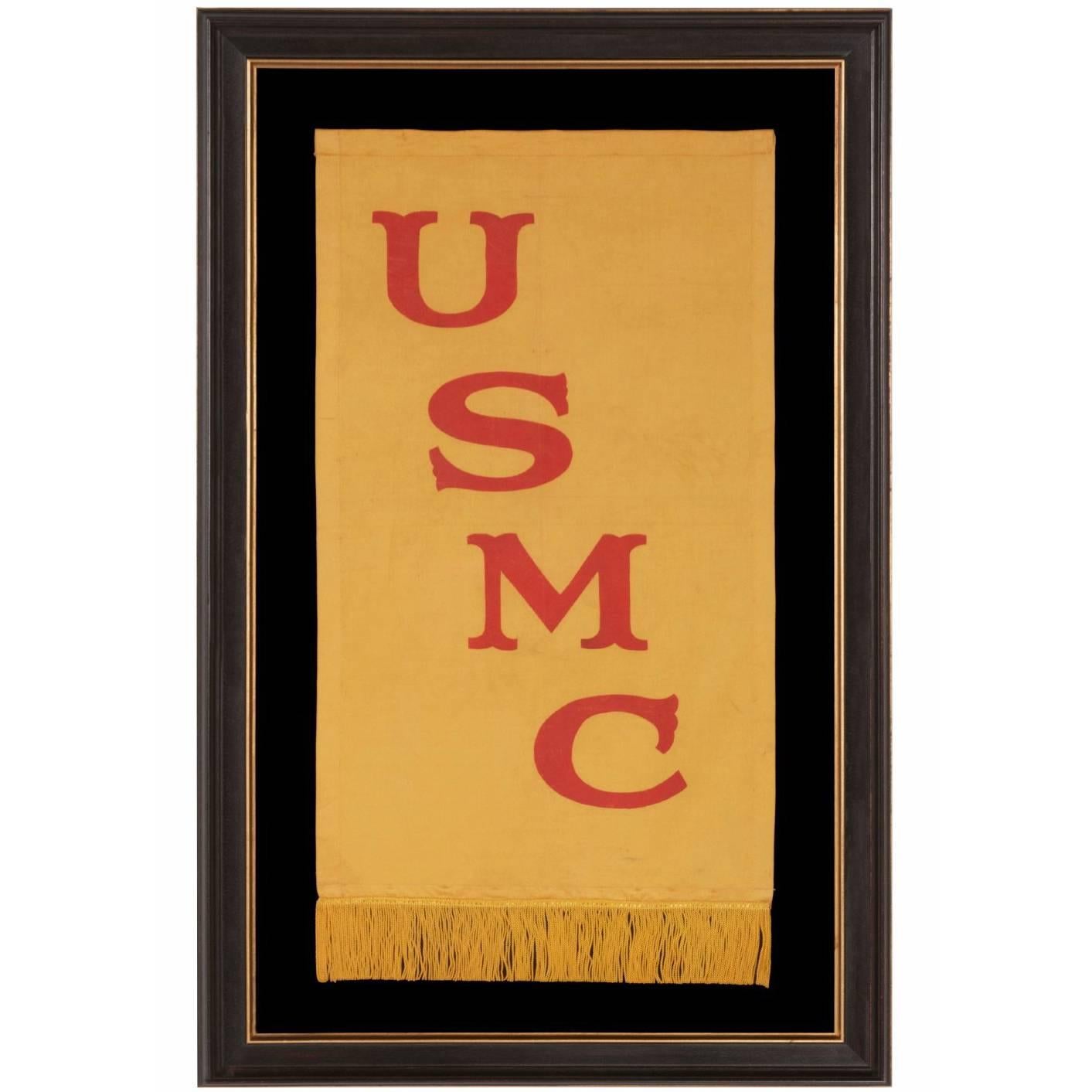 Rare United States Marine Corps Banner of the 1910-1920 Era