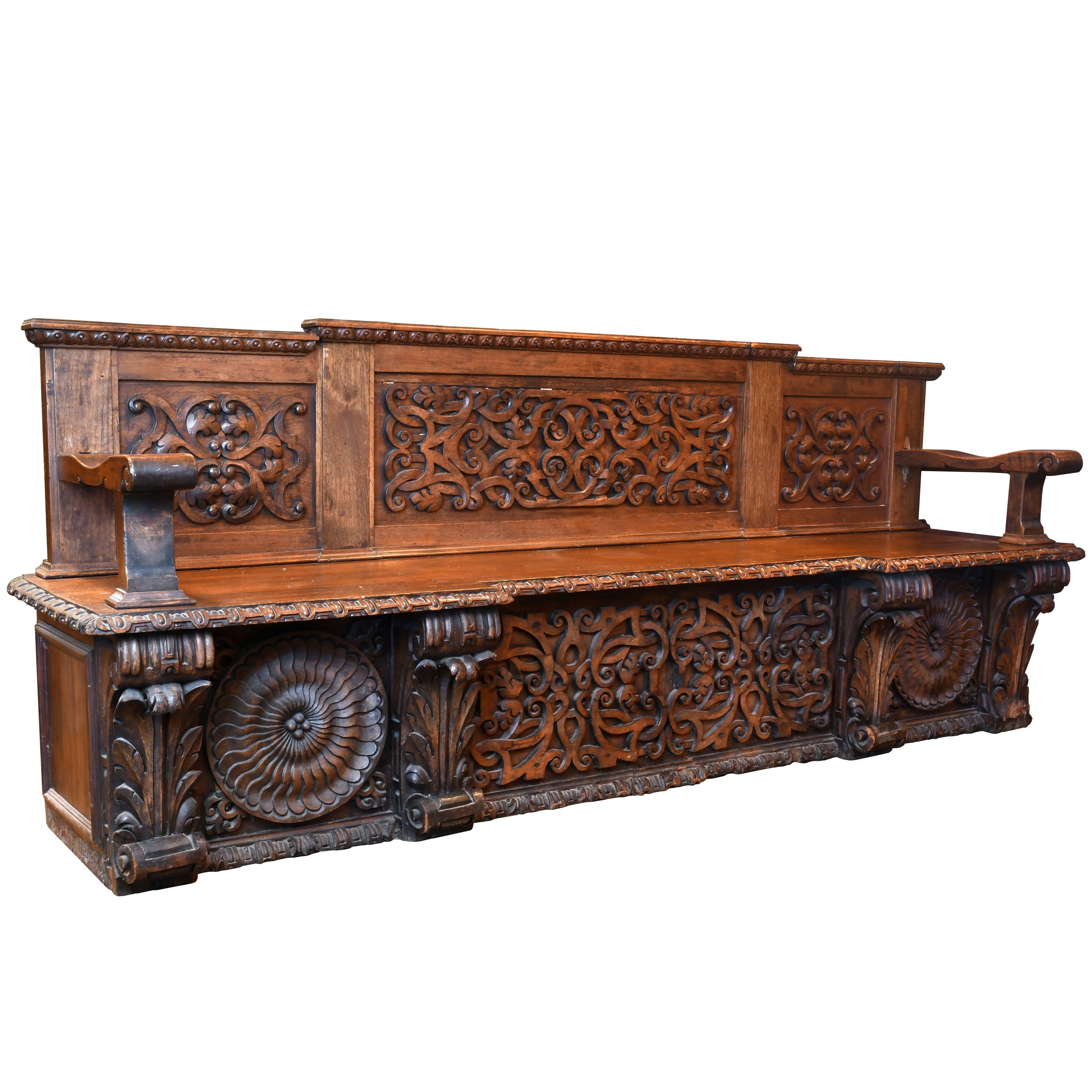 European Carved Wood Bench Circa 1868 At 1stdibs