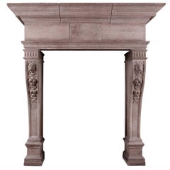Antique A Rustic French Limestone Fireplace