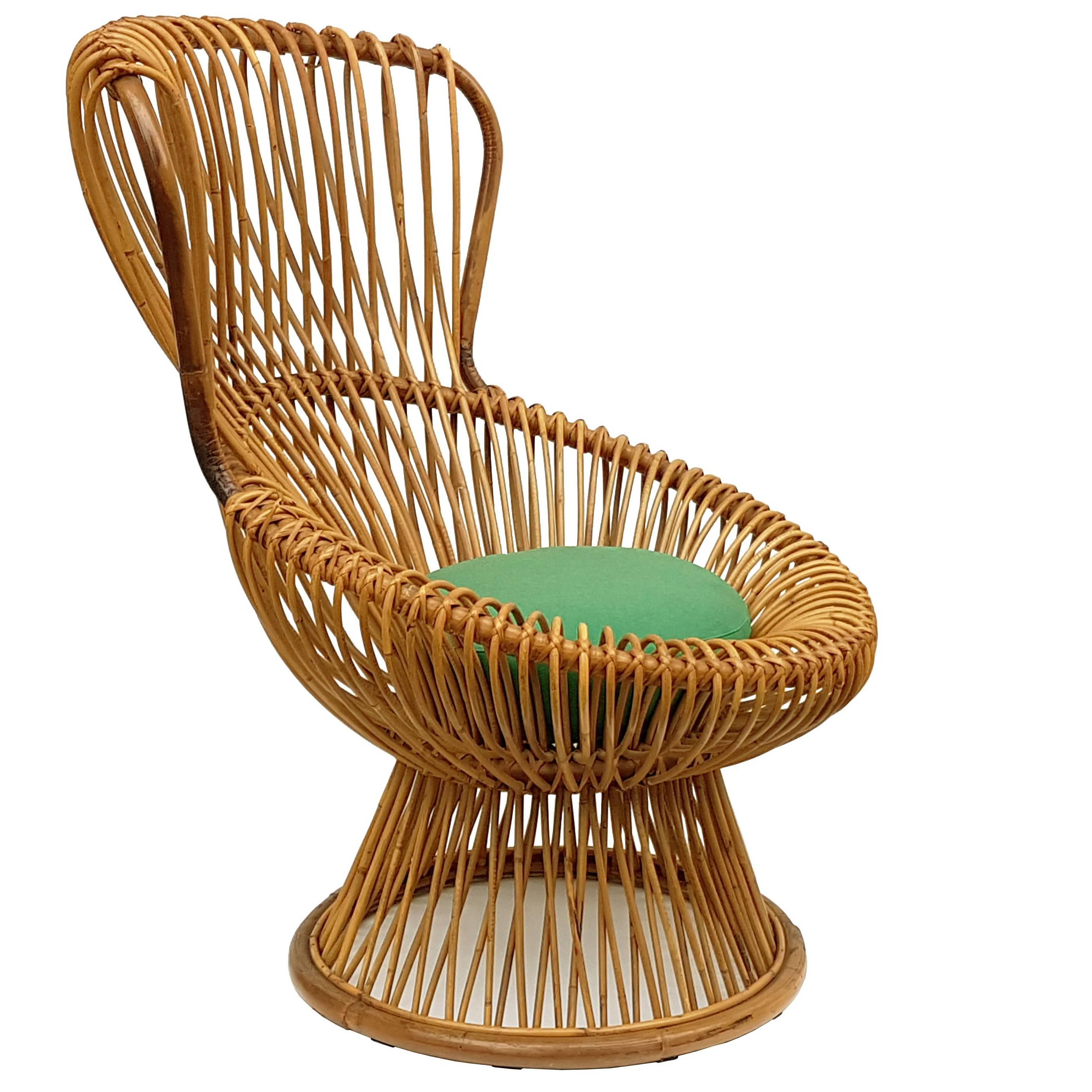 Italian Rattan Margherita Armchair by Franco Albini for Vittorio Bonacina, 1951