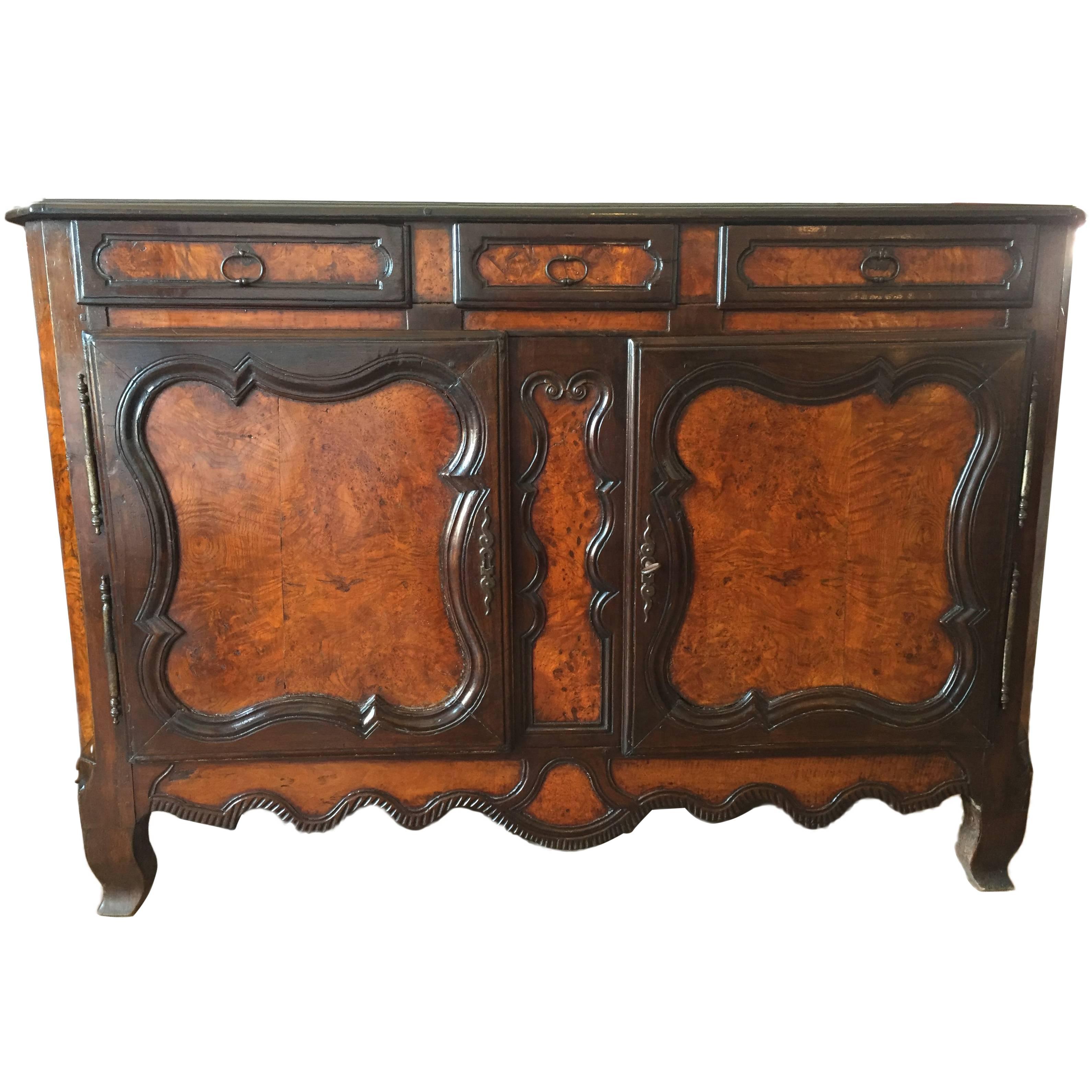 Louis XV Country French Carved Elm Sideboard, Early, 1800s For Sale