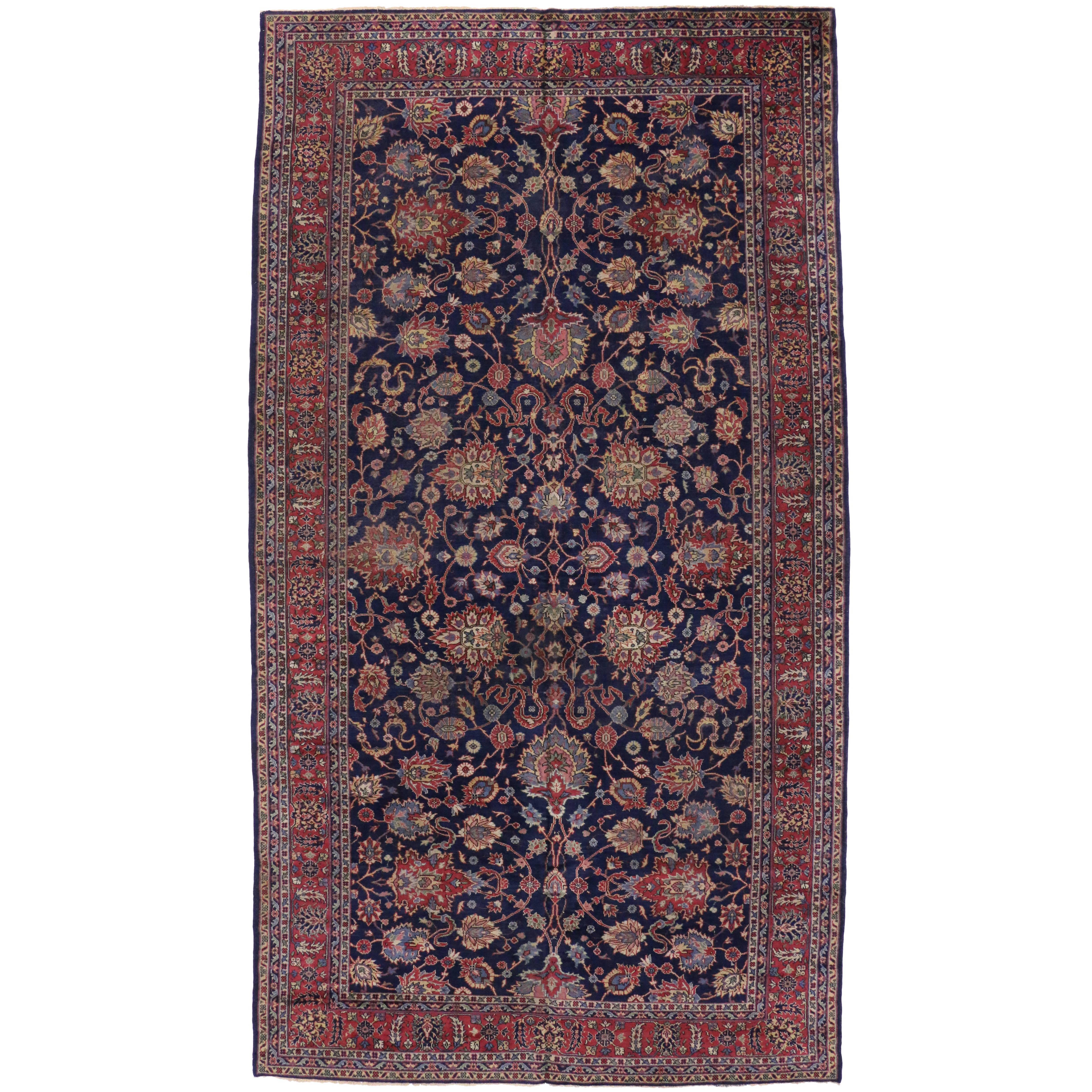 Antique Turkish Blue Sparta Gallery Rug with Old World French Chateau Style 