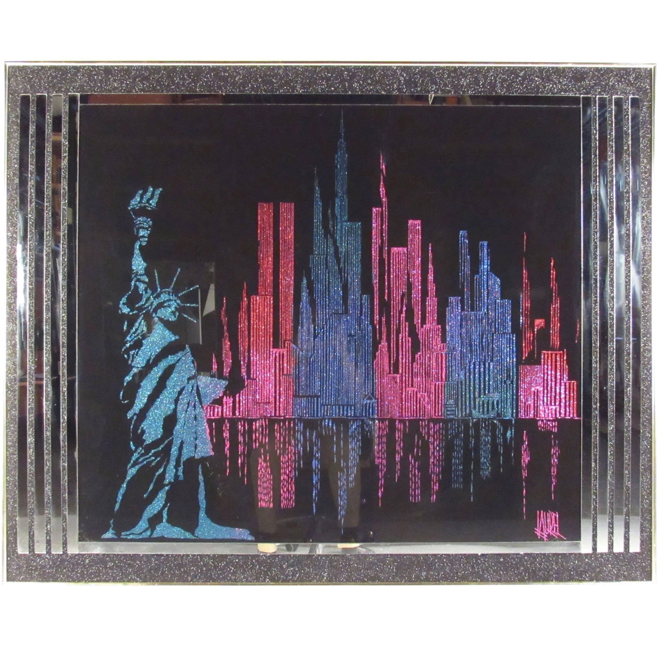 Vintage Modern Mirrored Cityscape Wall Art