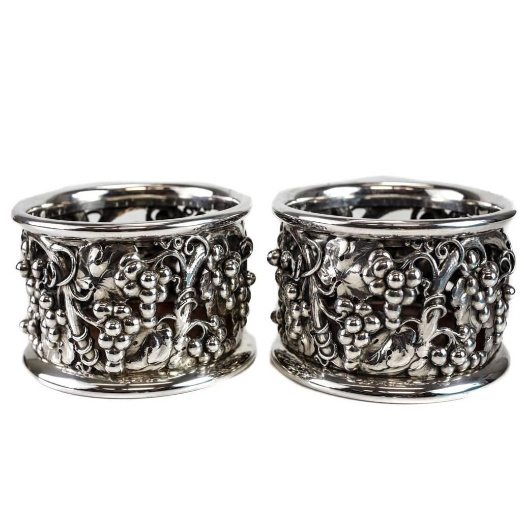 Pair of Evald Nielsen 826 Silver Wine Coasters For Sale