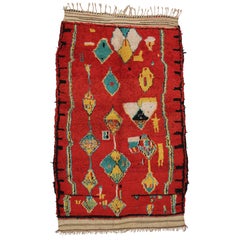 Vintage Red Moroccan Rug, Modern Tribal Style Berber Moroccan Rug