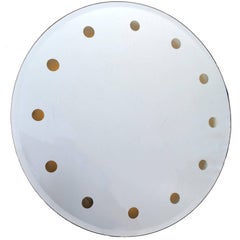 Used Mid-Century Modern Venetian Round Dotted Glass Mirror Backlit Fontana Arte Style