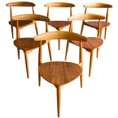 Set of Six "Heart" Chairs by Hans Wegner for Fritz Hansen