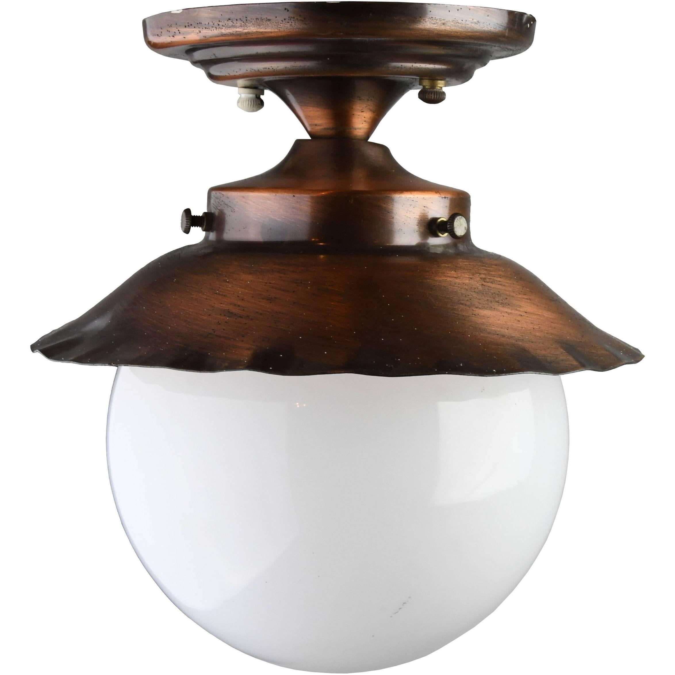 Exterior Copper Flush Mount with Globe