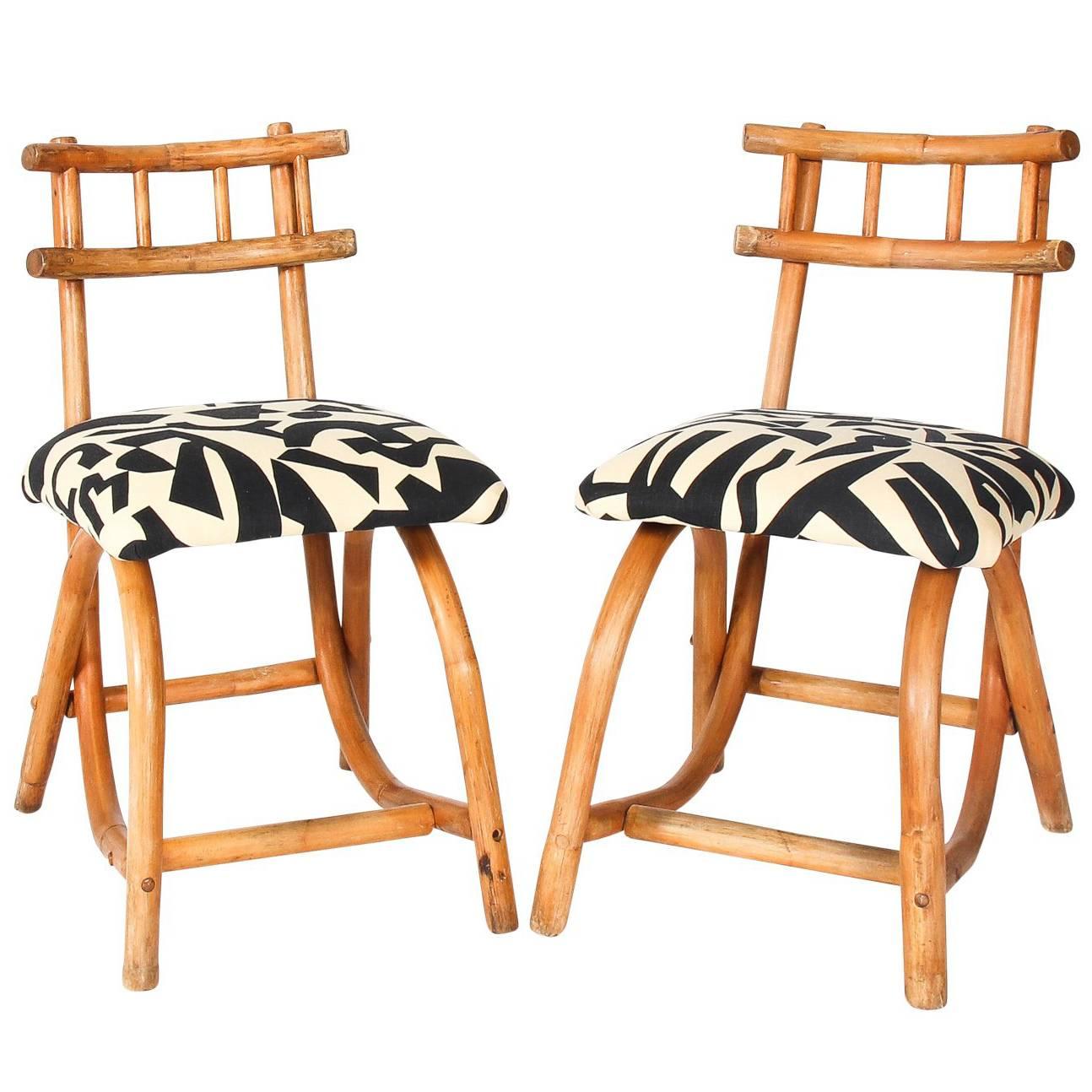 Pair of Rattan Slipper Chairs