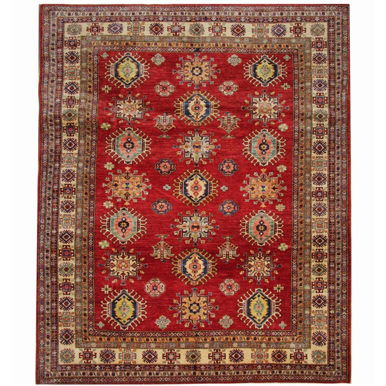 Oriental Rug Red Hand Made Carpet Kazak Traditional Rugs For Oriental Rug Red Hand Made Carpet