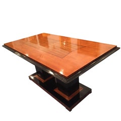 Italian Art Deco Dining Table in Maple with Decoration, 1940s