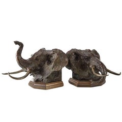 Bronze and Wood Mounted Bookends by Sandy Scott