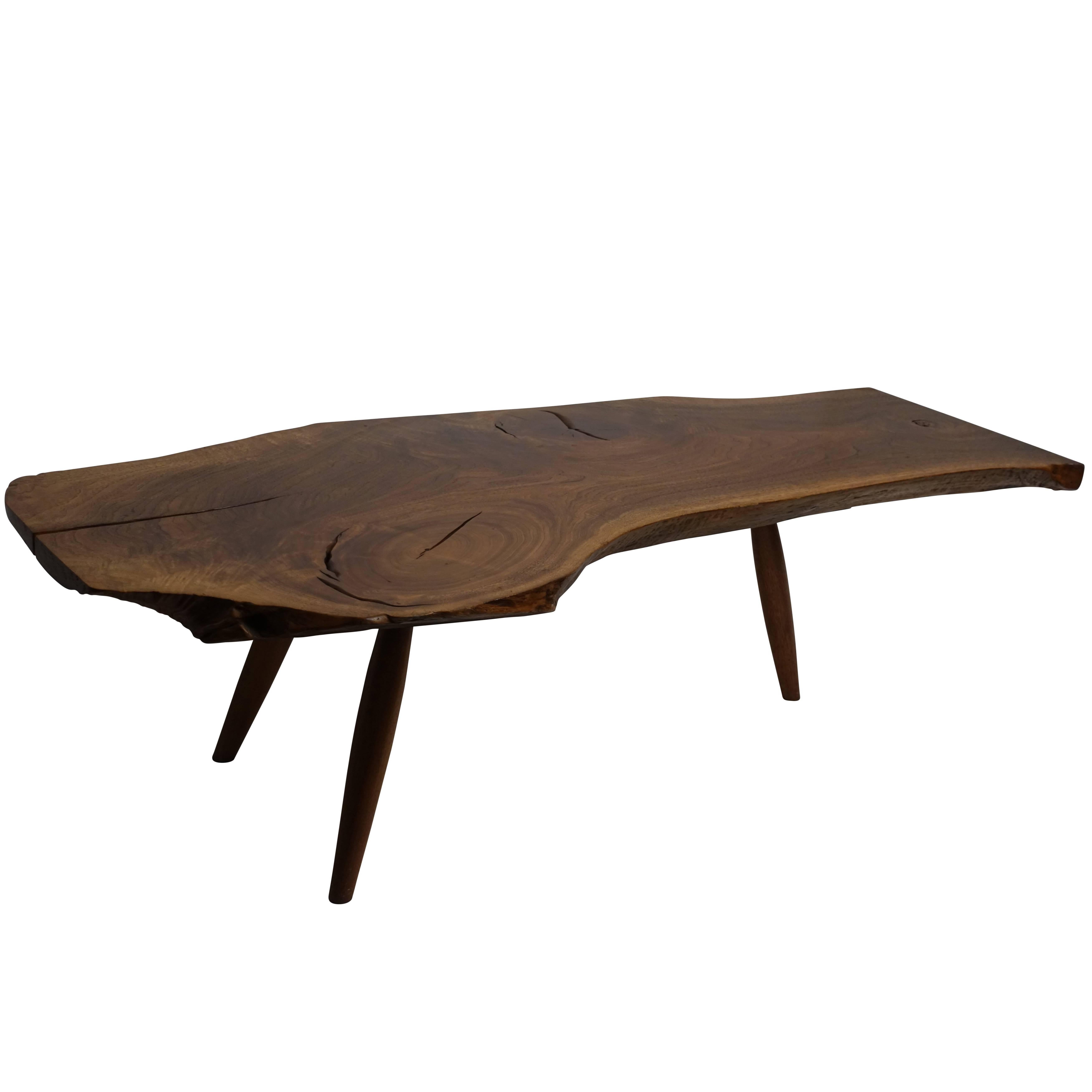 Mid-Century Walnut Plank Coffee Table