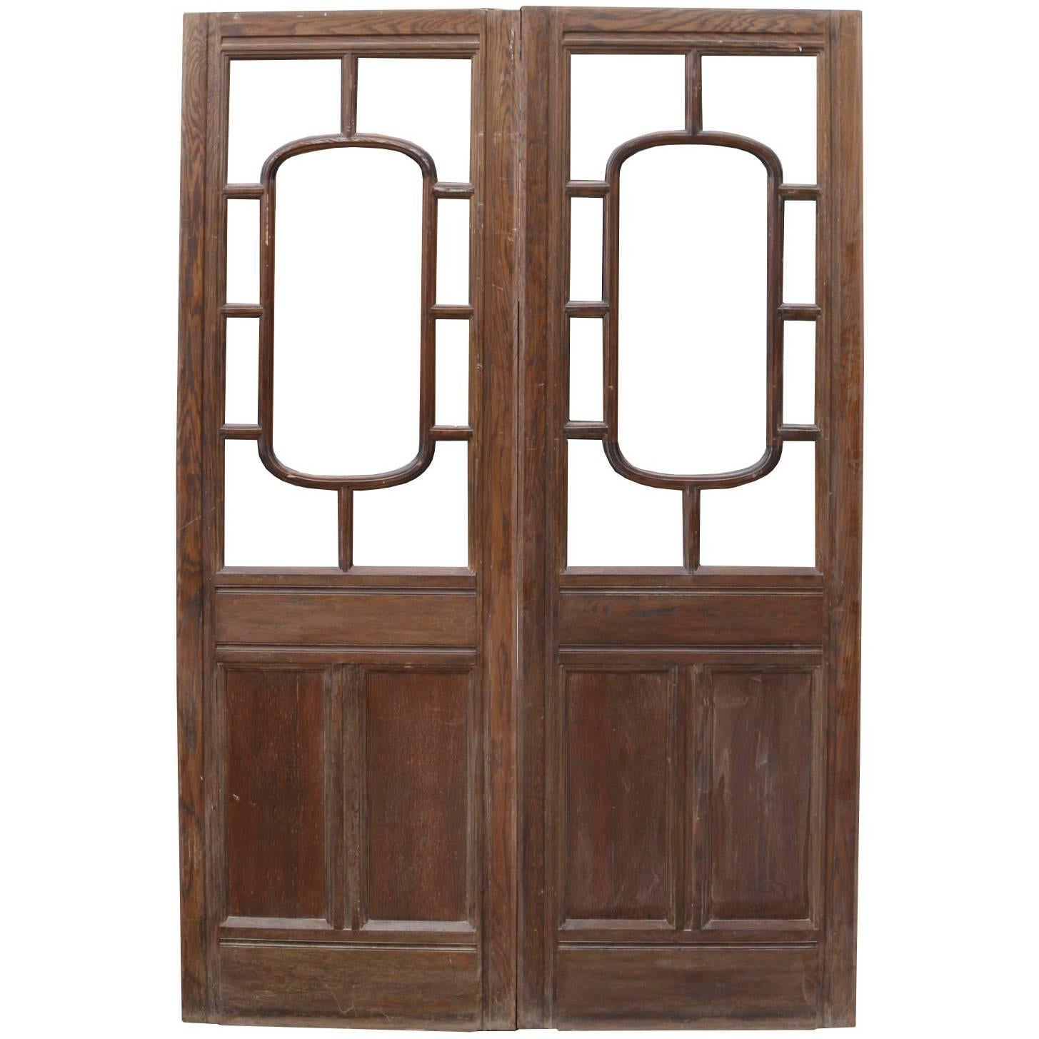 Early 20th Century Glazed Oak Double Doors