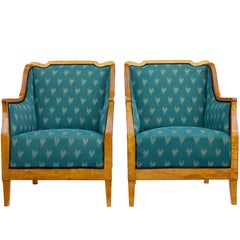 Pair of Early 20th Century Shaped Birch Armchairs