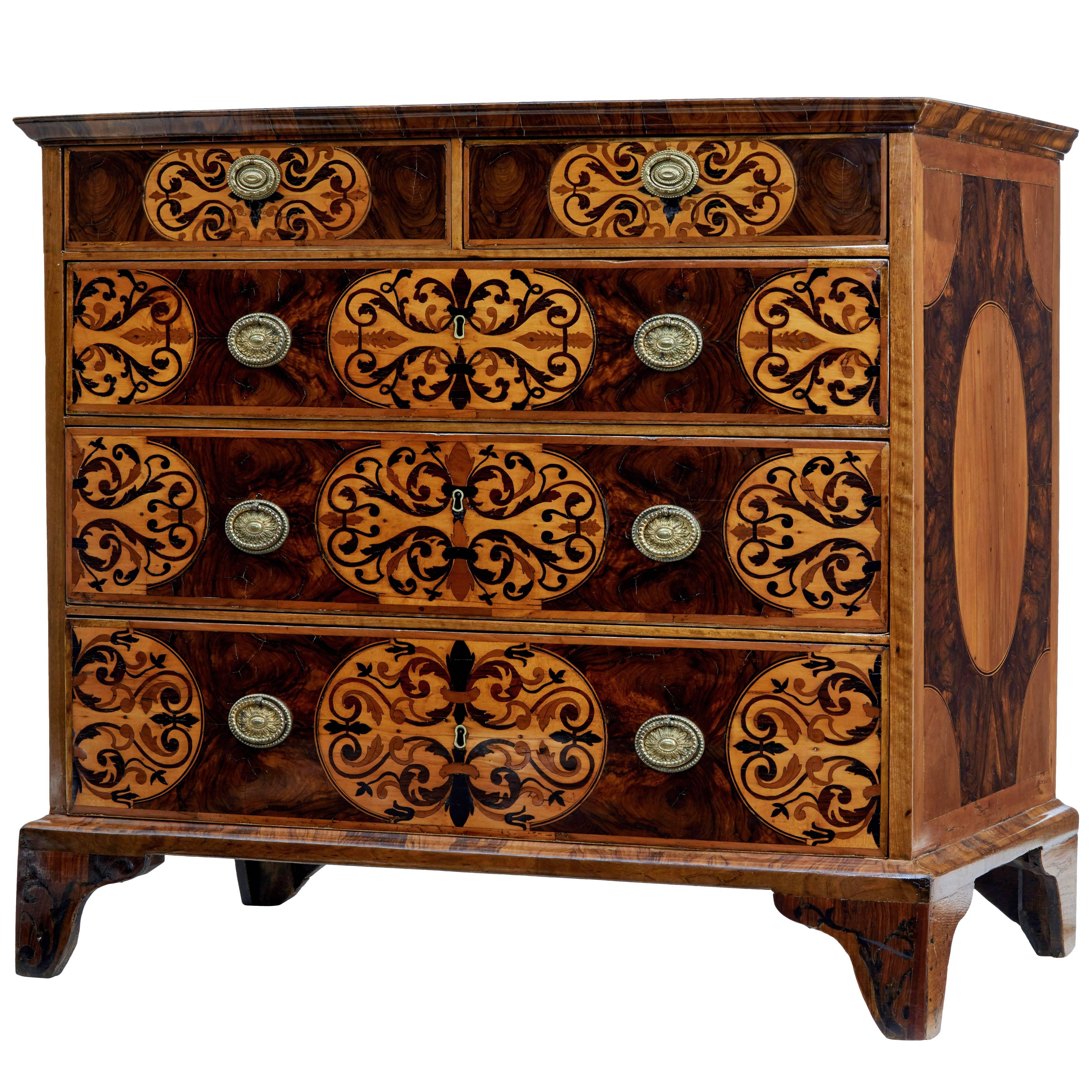 Early 18th Century Dutch Walnut Inlaid Chest of Drawers