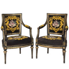 Antique Pair of Needle Point Chairs