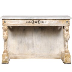 19th Century Gilt First Empire Style Console with Lion Legs