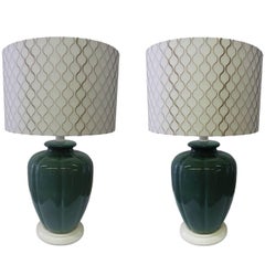 Pair of Emerald Green Ceramic Table Lamps