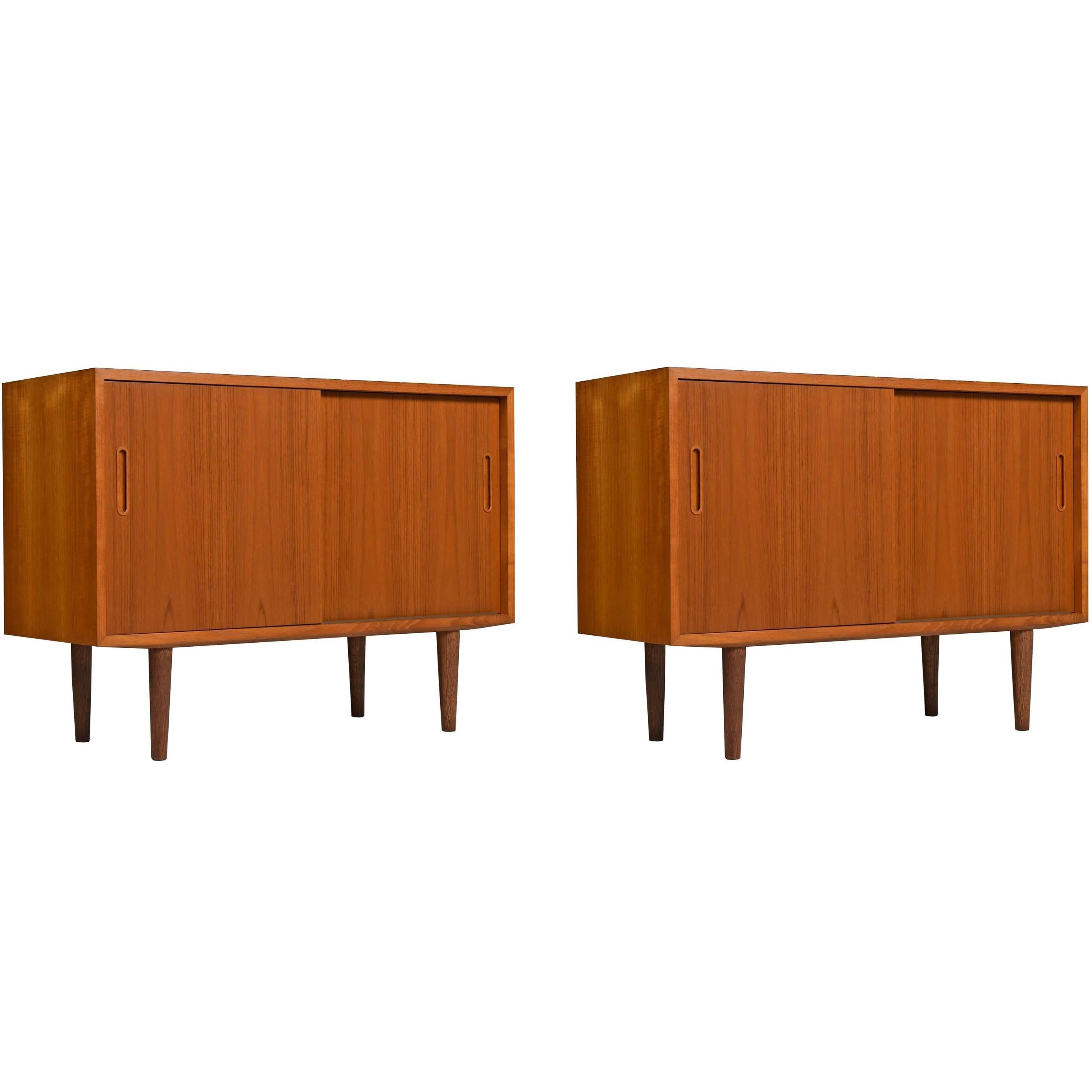 Pair of Danish Modern Teak Poul Hundevad Credenza Cabinets