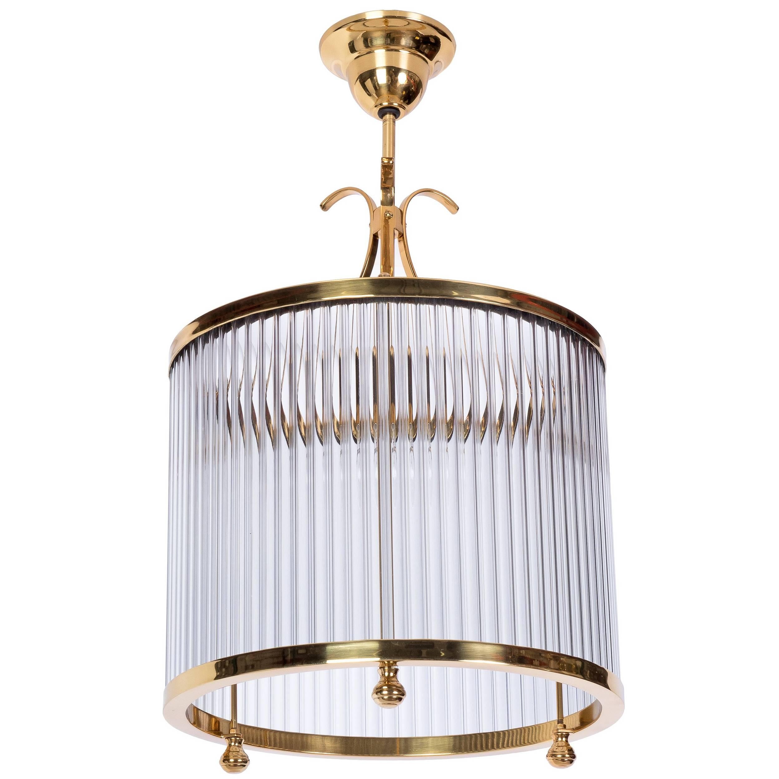 Luxe French Cylindrical Art Deco Chandelier For Sale