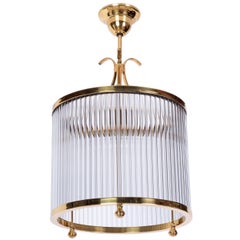 Vintage Luxe French Cylindrical Art Deco Chandelier