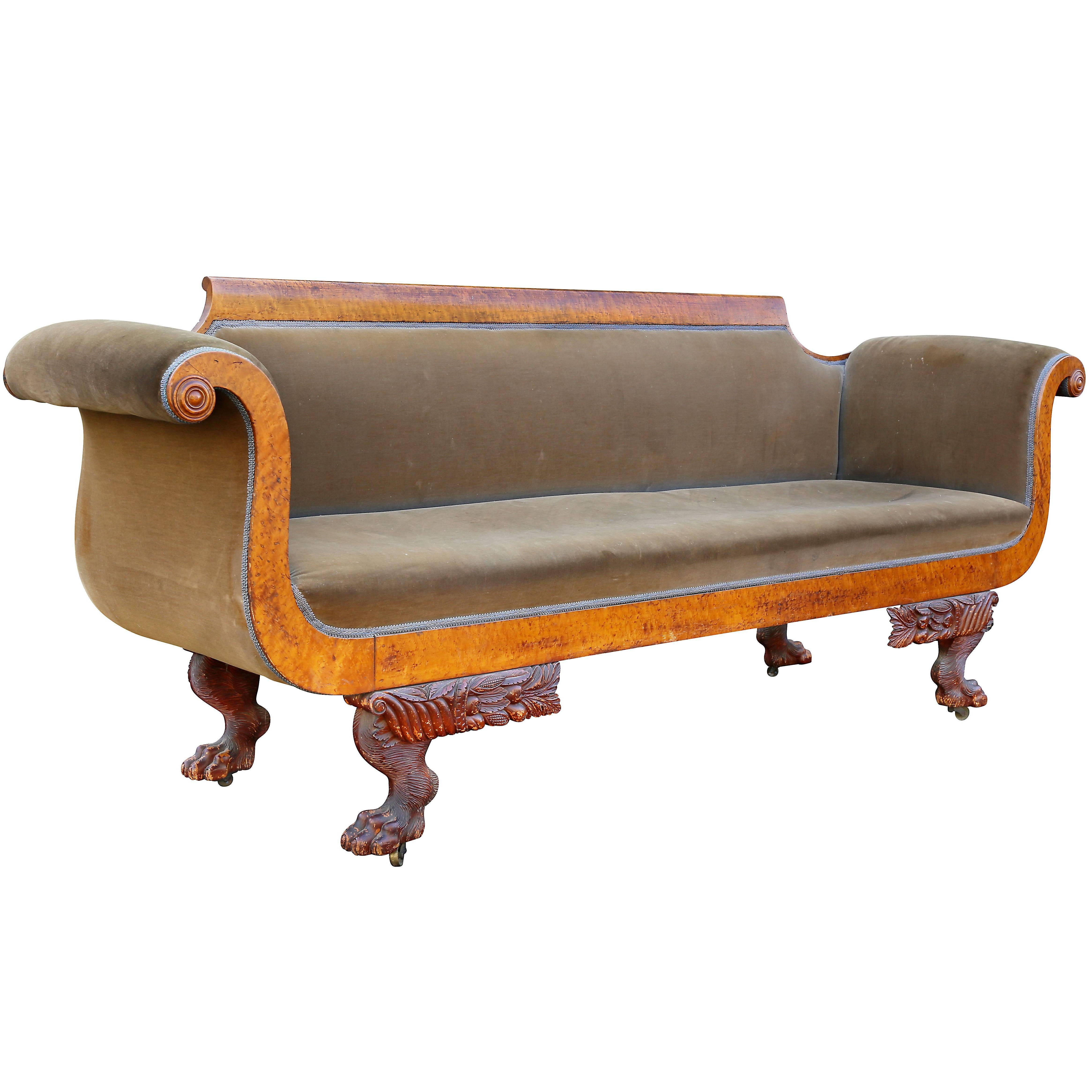 American Classical Bird’s-Eye Maple Sofa