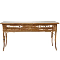 Vintage English Bamboo Sofa / Console Table 11