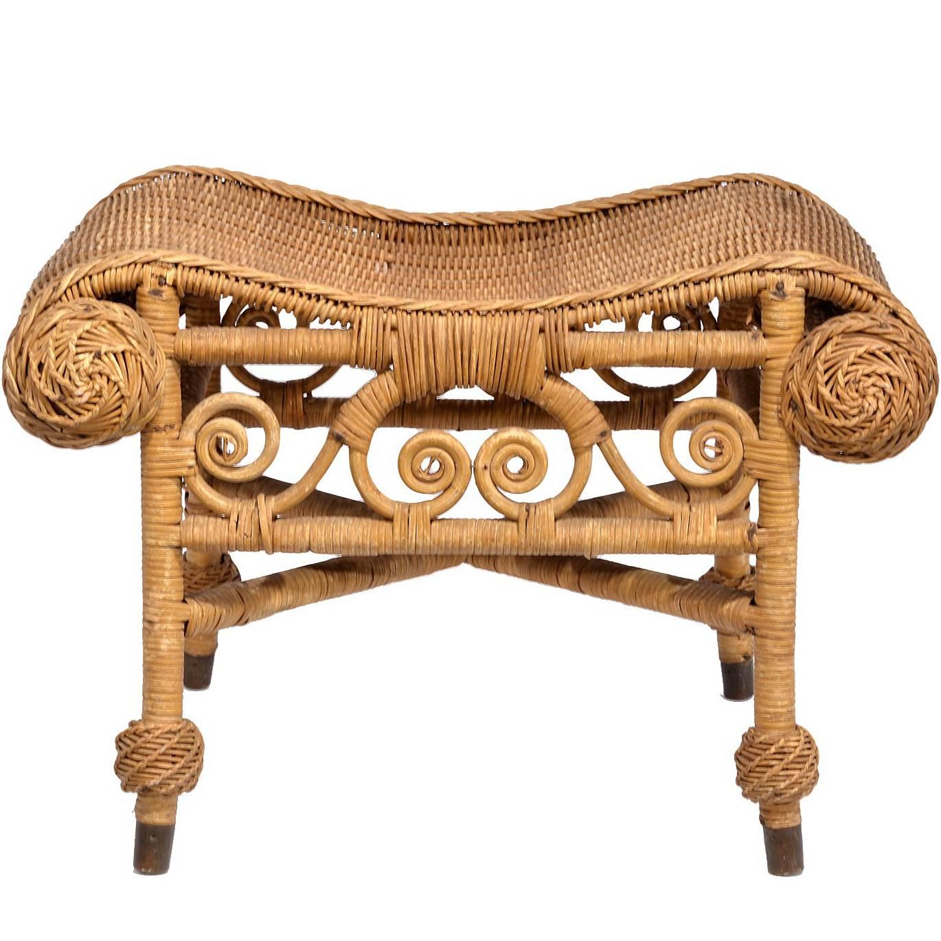 Late 19th Century, American Victorian Wicker Bench