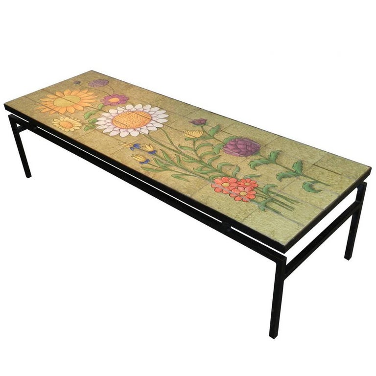 Large Coffee Table in Lava and Metal, circa 1960-1970 For Sale