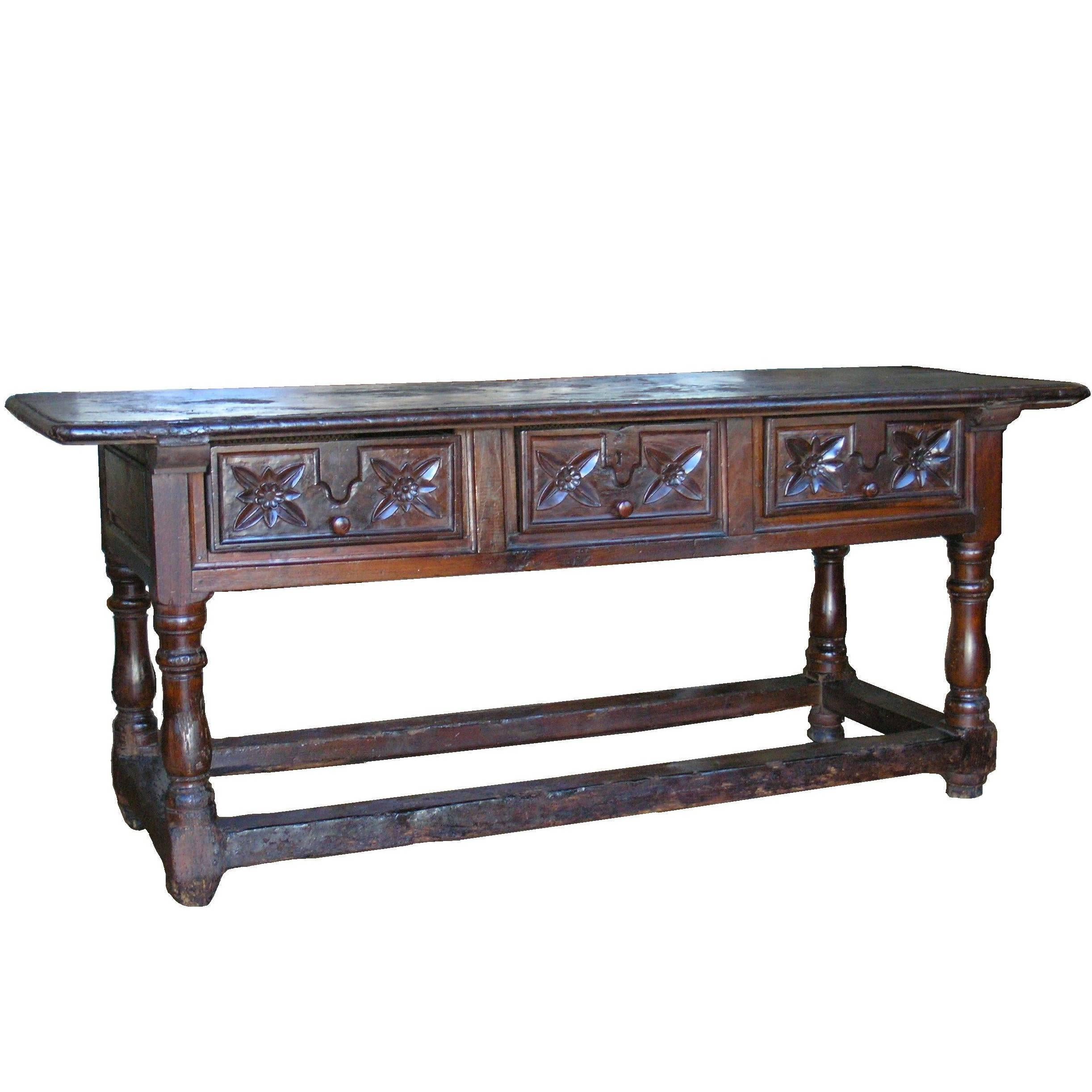  Walnut Baroque Table , Early 18th Century  For Sale
