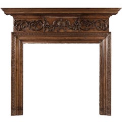 Antique Carved English Timber Fireplace in the Georgian Manner