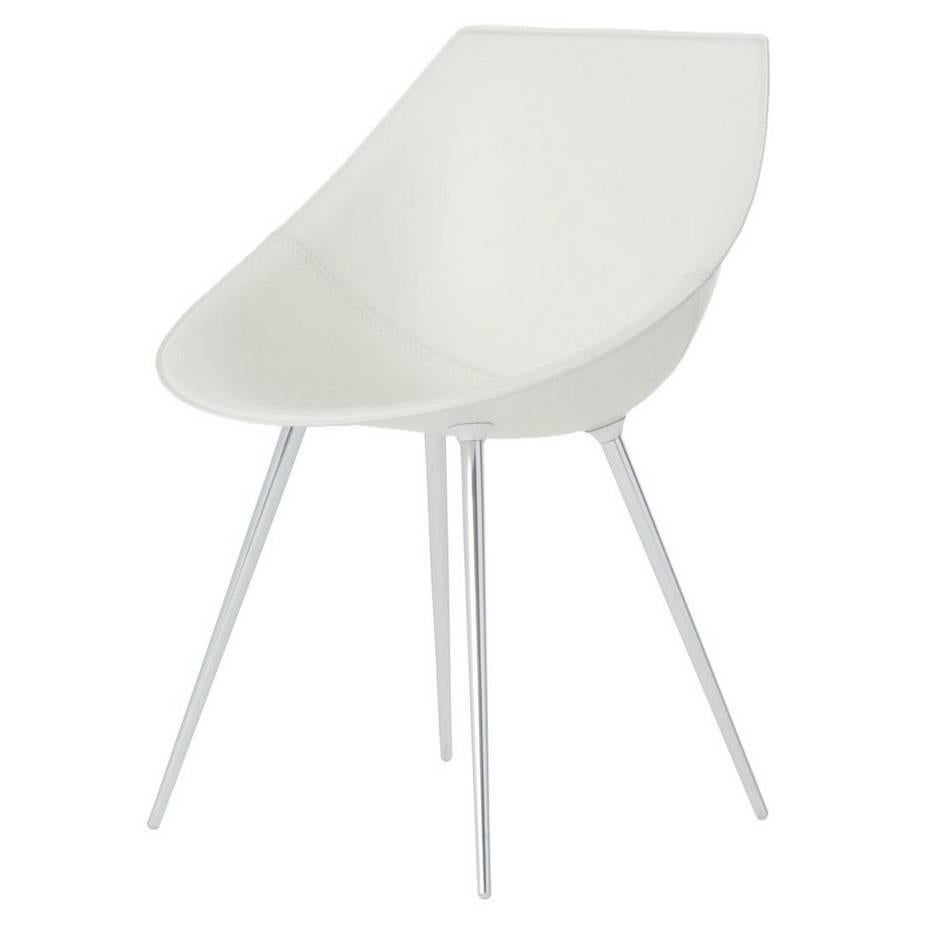 "Lago'" Leather Shell and Anodized Aluminum Legs Chair by P. Starck for Driade For Sale