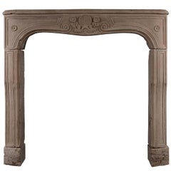 Antique Carved Louis XV Limestone Fireplace