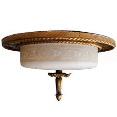 Brass Flush Mount with Etched Dome and Finial Two Available