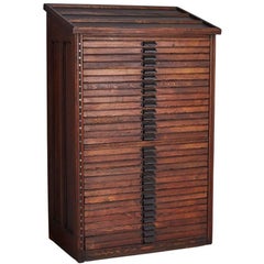 Extra-Large Oak Hamilton Cabinet with Angled Composing Surface, circa 1910