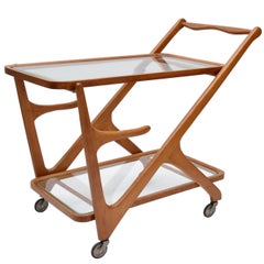 Cesare Lacca Wooden Bar Cart for Cassina, Italy