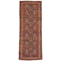 Antique Persian Malayer Gallery Rug with Guli Hannai Flower, Wide Hallway Runner