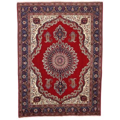 Tapis persan vintage de Tabriz avec style jacobéen royal