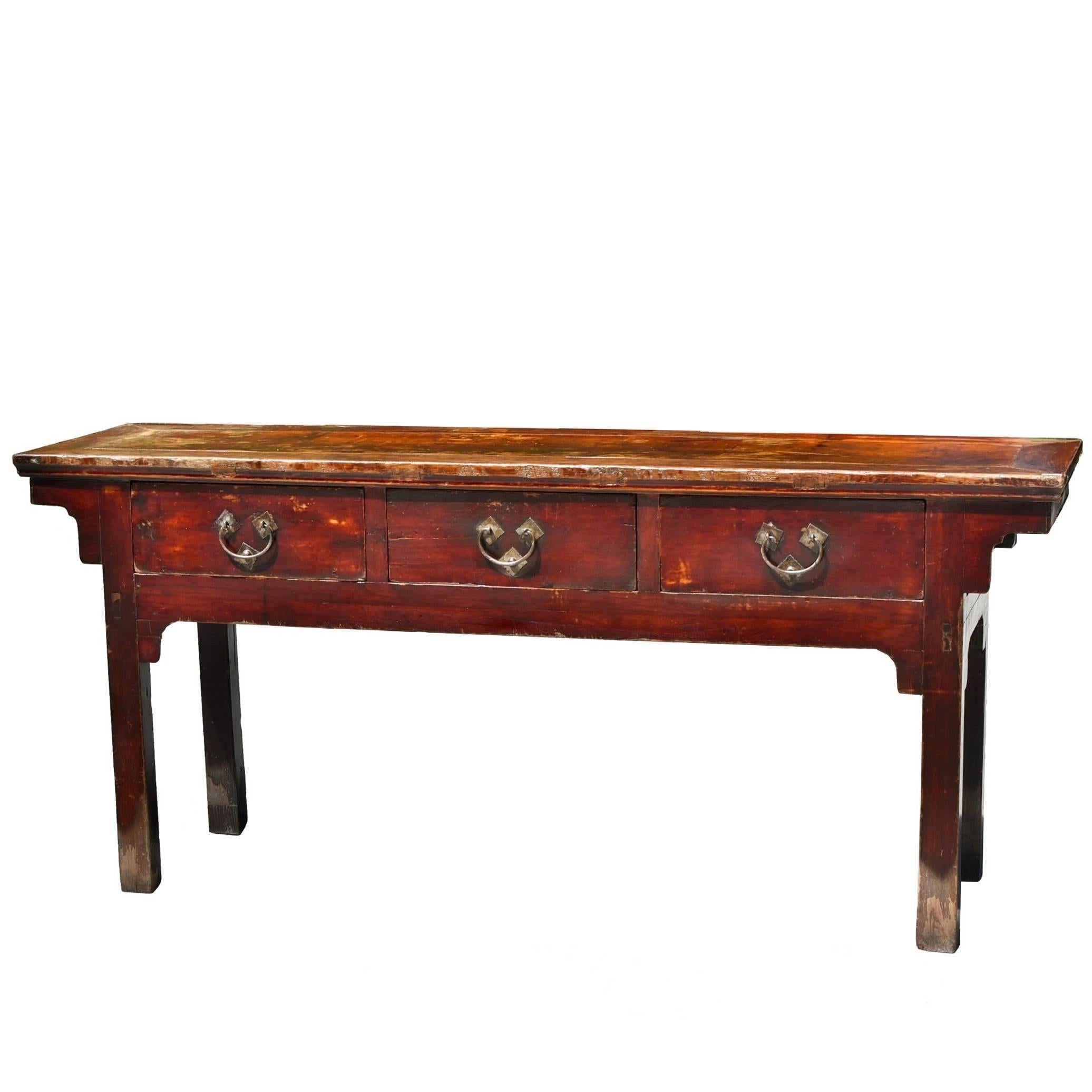 Antique Chinese Console Table with Three Drawers