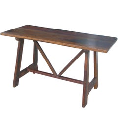  Tuscan Trestle Walnut farm table , 19th Century