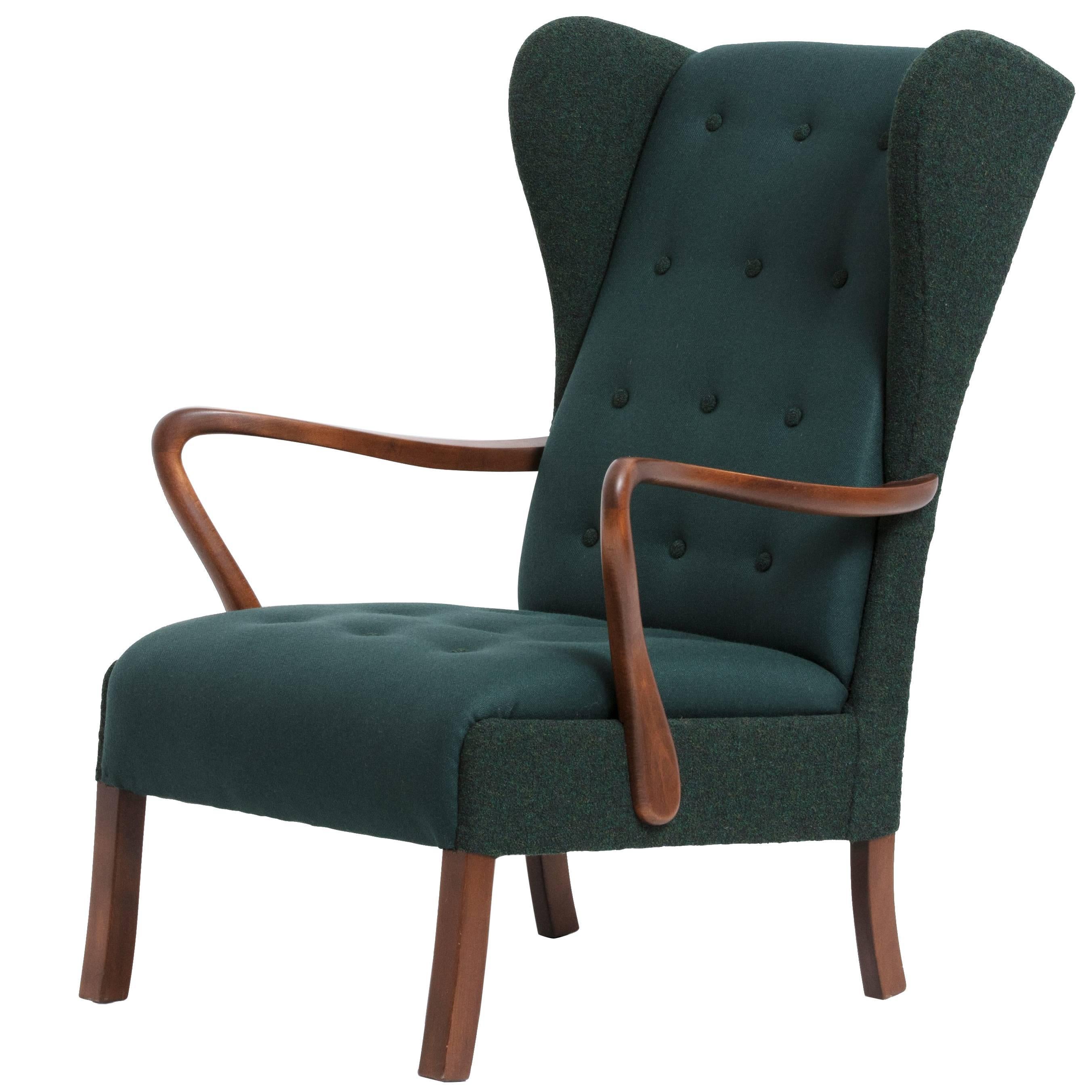 Danish Produced Wing Chair, 1950s For Sale