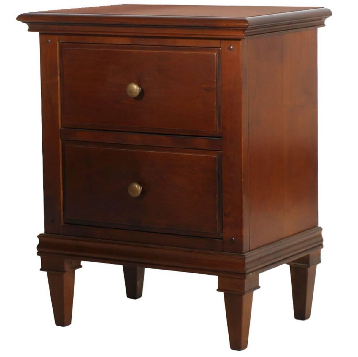 Mid-20th Century Directoire Nightstand in Walnut, Restored and Polished to Wax For Sale