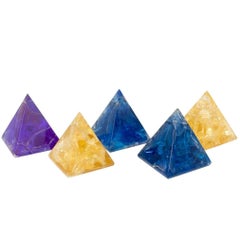 Francois Godebski Set of Five Fractal Resin Colored Pyramids