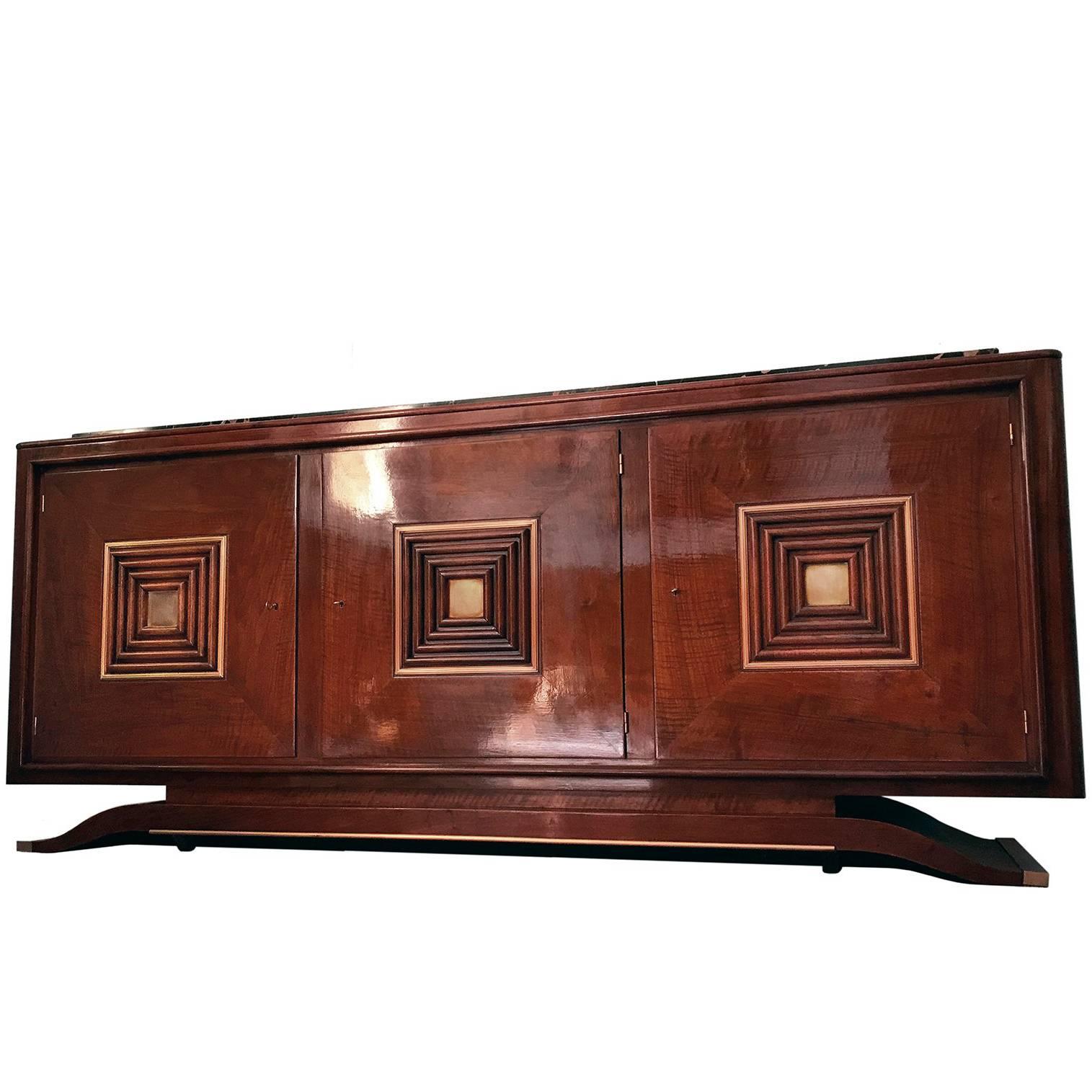 French Art Deco Walnut Sideboard in the Style of Maxime Old, 1940s