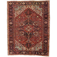 antique dealer colonial craftsman Antique Persian Heriz Rug with Modern American Craftsman Style